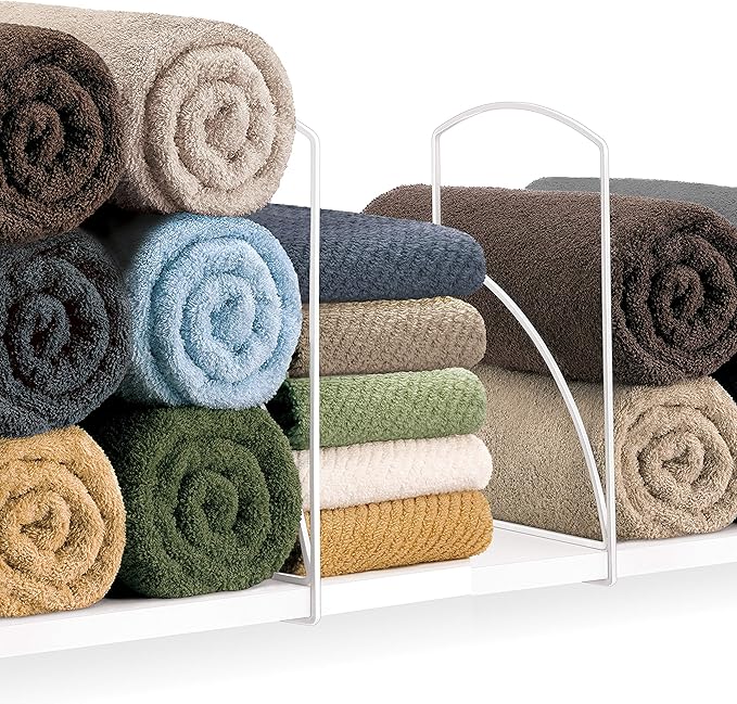 LYNK Professional® Home™ Tall White Shelf Dividers - Linen Closet Organizers and Storage - Linen Storage - Closet Organizatio