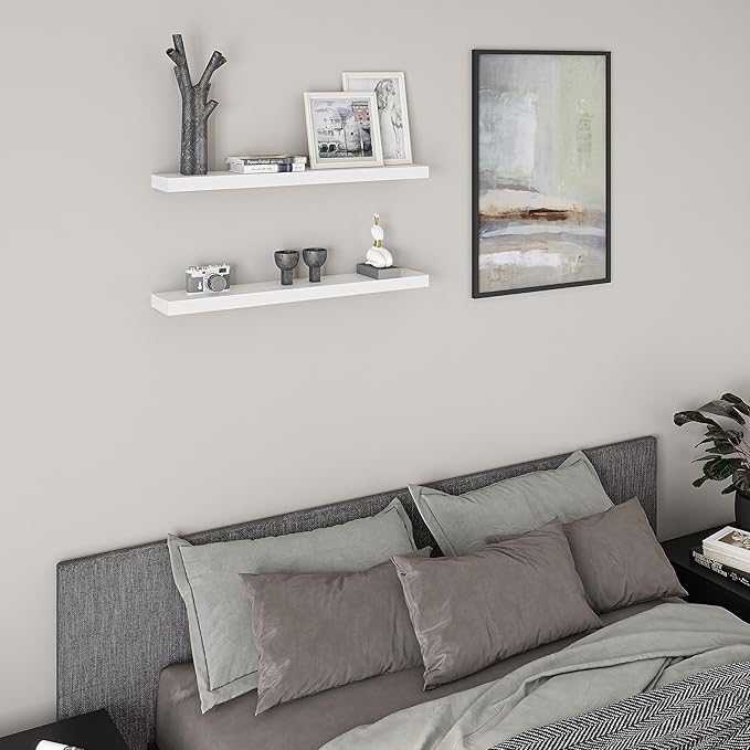 Ballucci Floating Shelves, 36" Wood Wall Shelf Set of 2, with Invisible Brackets for Bathroom, Living Room, Bedroom, Kitchen,