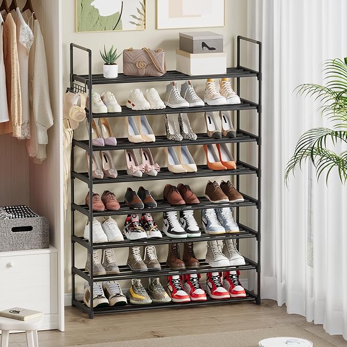 Shoe Rack, 8 Tier Tall Shoe Rack for Entryway, Shoe Orhanizer for Closet, Shoe Shelf, Shoe Stand for Front Door Entrance, Clo