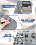 Heavy Duty Molle Car Sun Visor Organizer Tactical Pounch with Flag and Glasses Clip Store Your Daily Items for Most Cars, Trucks, SUVs, Compacts, 12.8"x6.9"x1.2" (Gray)