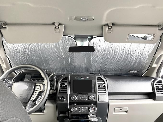 YelloPro Custom Fit Reflective Front Windshield Sunshade for 2017 2018 2019 2020 2021 2022 Ford Super Duty F-250 F250 F-350 F350 F-450 F450 F-550 F550 2Door 4Door Pickup, UV Reflector Sun Protection
