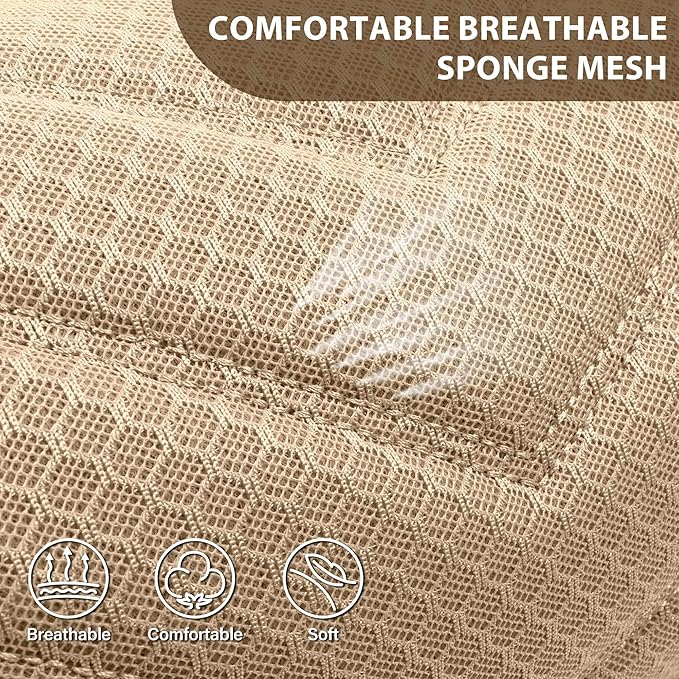 CAR PASS 3D Foam Mesh Leather Car Seat Covers Front Seats, Tan Breathable Front Seat Cover for Cars, Comfortable Universal Fi