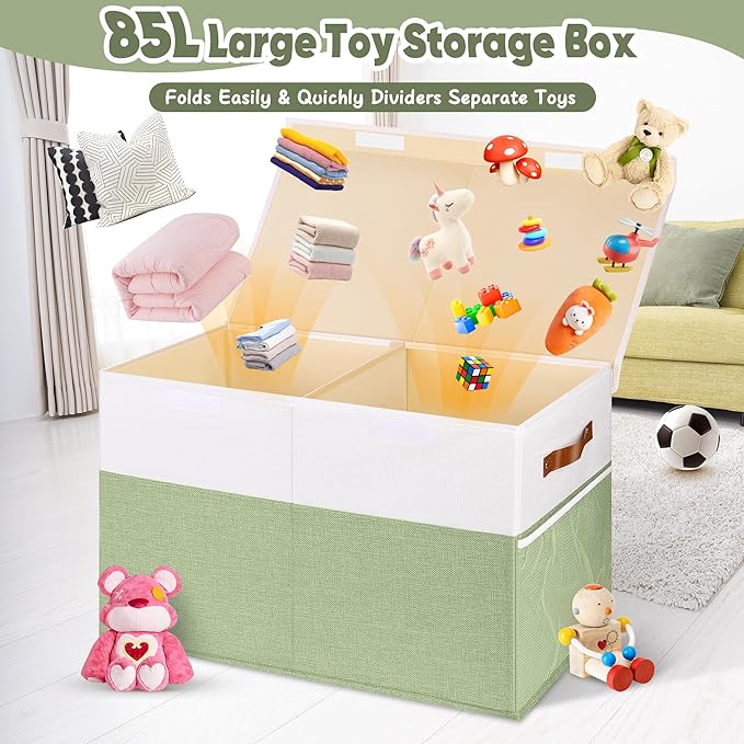 Large Toy Storage Box, Collapsible Sturdy Toys Storage Chest With Mesh, 25x13x16 Kids Toy Storage Organizer, Extra Large Toy 