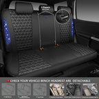 CAR PASS Bling Diamond Black Leather Car Seat Covers Full Set Interior Sets, Waterproof Shining Glitter Sparkly Crystal Unive