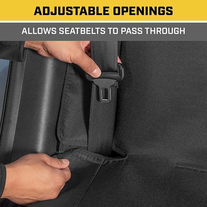 CAT Flexfit™ Black Rear Seat Cover for Car, SUV, & Truck - Durable Canvas Material Back Car Seat Covers 60/40 Split Bench Pro