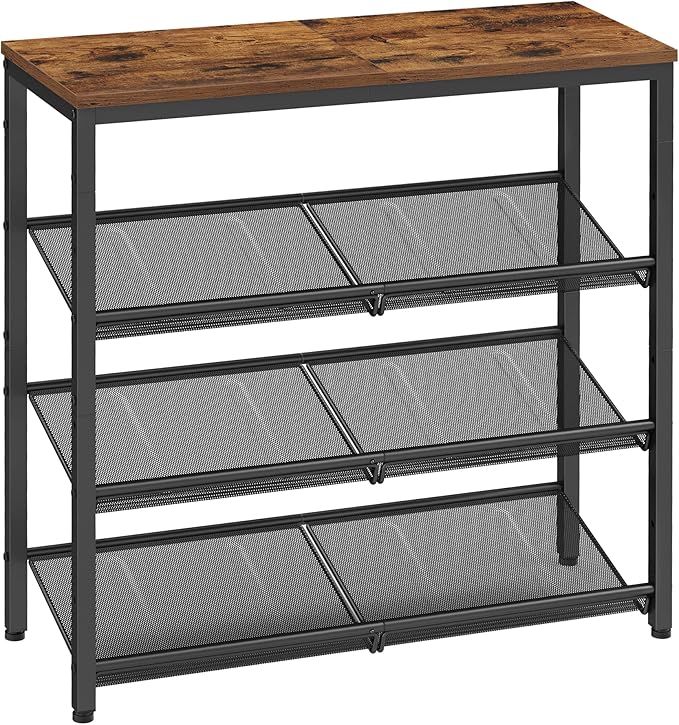 VASAGLE Shoe Rack for Entryway, 4-Tier Shoe Rack Organizer with Storage Shelves and Spacious Top, Freestanding, Adjustable, I