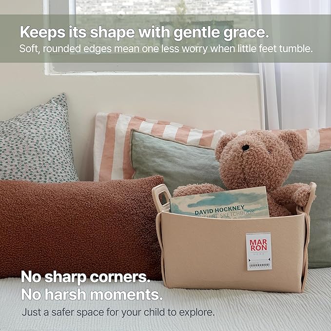 Collapsible Felt PINK Storage Bin Large 14.6"x9.4"x9.4" – Foldable Basket with Handles for Closet, Laundry Room Organization,