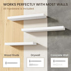 36 Inch Floating Shelves | 6.5 Inch Deep White Floating Shelves Set of 2 | 36" W x 6.5" D Rustic White Wood Wall Shelves with