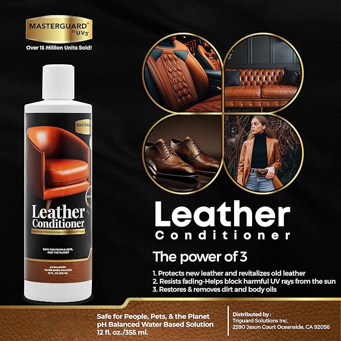MASTERGUARD Leather Conditioner – Water-Based, Non-Toxic Formula for Furniture, Car Seats, Boots, Jackets & Purses – Conditio