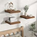 Fun Memories Rustic Wood Floating Shelves for Wall, Space-Saving Wall Mounted Shelves for Bathroom, Bedroom, Living Room and 