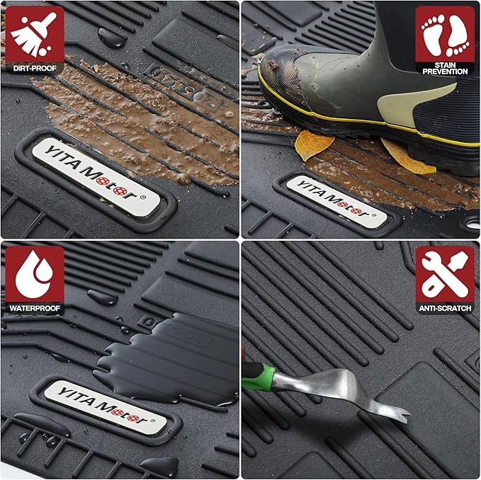 YITAMOTOR Floor Mats & Cargo Mat Compatible with 2024 2025 2026 Subaru Crosstrek & Impreza, All Weather Protection TPE Waterproof Non-Slip Car Floor Liners 1st & 2nd Row Set Accessories Black