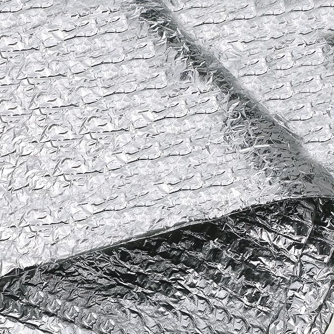 Frienda Rv Window Reflective Insulation Roll 47.2inch*15ft Double Aluminum Foil Heat Bubble Thermal Window Shade Door Cover Blackout for Garage Roof Travel Camper Skylight Shield