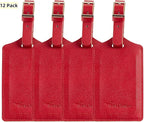 Travelambo Luggage Tags for Suitcases PU Leather Travel Tags Bag Tags Privacy Protection Travel Essentials