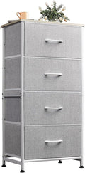 WLIVE 4 Drawers Dresser for Bedroom, Light Grey Fabric Clothes Storage Organizer Unit, Dresser for Hallway, Entryway, Closets