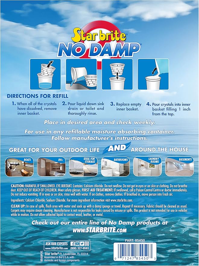STAR BRITE No Damp Moisture Absorber & Dehumidifier 48 Ounce Refill - Simple, Portable, Humidity Control for Boats, RVs,