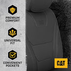 Cat® Edge Deluxe Car Seat Covers for Front Seats - Premium Black Faux Leather Seat Covers for Cars with Universal Fit, Rugged