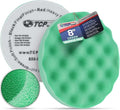 TCP Global 8" Green Waffle Foam Buffing Pad Hook and Loop Backing - Final Cut Pad for Polishing, Automotive, Marine, Truck, RV & Compound Cutting, Car Polishing Pads