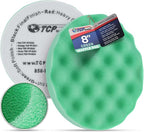 TCP Global 8" Green Waffle Foam Buffing Pad Hook and Loop Backing - Final Cut Pad for Polishing, Automotive, Marine, Truck, RV & Compound Cutting, Car Polishing Pads