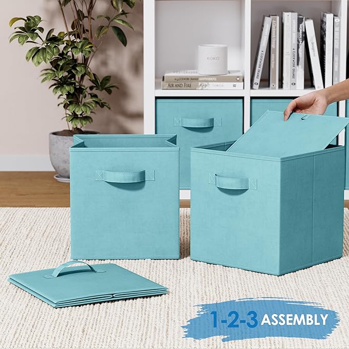 Storage Cubes Pack Of 8 - Standard Size Cube Storage Bin 10.5x10.5x11 With Dual Handles For Easy Carrying- Fabric Storage Bin