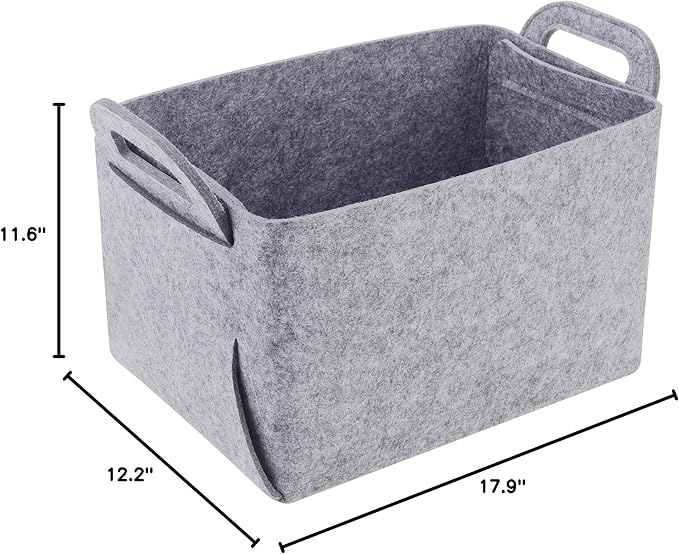 Storage Basket Felt Storage Bin Collapsible& Convenient Box Organizer with Carry Handles for Office Bedroom Closet Babies Nur