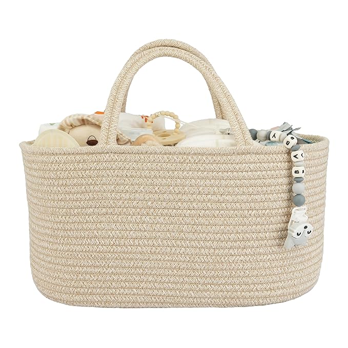 XUANGUO Large Baby Diaper Caddy Organizer for Girl Boy Rope Nursery Storage Bin Basket Portable Holder Tote Bag for Changing 