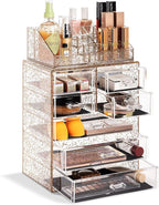 Sorbus Acrylic Makeup Organizer Set, 7-Drawer Vanity & Countertop Cosmetic Storage with Small & Wide Compartments, Glitter Ma