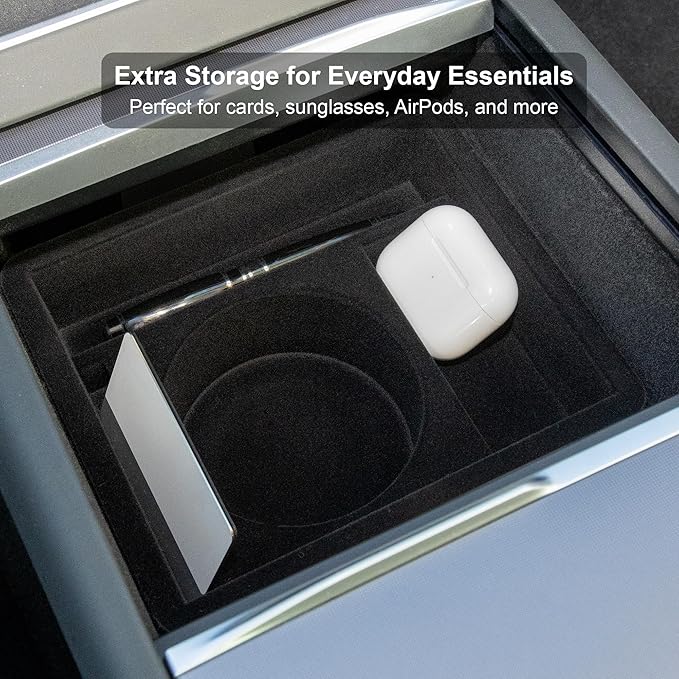 Gen 2 Tesla Model Y & Model 3 Cup Holder Insert – Center Console Organizer – Fits 26–32 oz Extra Large Tumblers & Bottles Inc