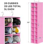 Simple Houseware 20 Section Shelves Hanging Shoes Organizer Holder for Closet, Pink