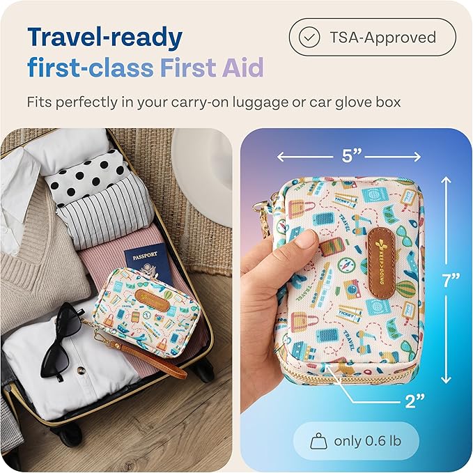 KeepGoing Travel First Aid Kit for Car, Home, Hiking, Camping and Outdoor Emergencies - First Aid Kit Travel Size TSA-Approve