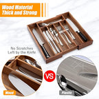Bellsal Acacia Silverware Organizer Kitchen Drawer Organizer Expandable Bamboo Utensil Holder Cutlery Tray for Kitchen Utensi