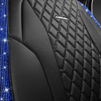 CAR PASS Nappa Leather seat Covers Bling Diamond Car Seat Covers Full Set Universal Cushioned, Waterproof Heavy-Duty Anti-Sli