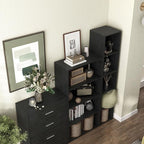 Homes: Inside + Out Apexa 3-Cube Storage Organizer Shelves, Stackable Wood Bookcase Fits Cubby Bins for Organization, Dorm Te