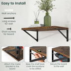 Floating Shelves, 12 Inch Deep Rustic Wood Wall Storage, 24W x 12D Wall Shelves Set of 2, Heavy Duty Metal Brackets, Large In