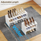 YATINEY Expandable Shoe Rack, 2-Tier Adjustable Entryway Shoe Organizer, Stackable Closet Shoe Rack for Small Space, Compact 