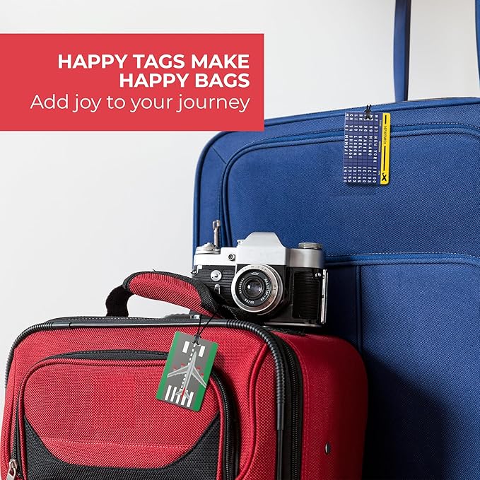 R. Nichols Airport Travel Luggage Tag Set - Sturdy Waterproof Plastic Travel Labels for Baggage, Suitcases, Backpacks, and Di