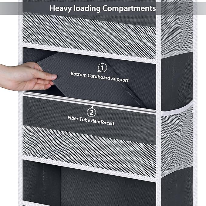 Univivi Over The Door Organizer with 6 Side Mesh Pockets, 5 Shelf Door Hanging Organizer Large Capacity Door Storage for Clos