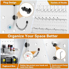 Peg Board, Total 32” x 32”, 68PCS Heavy Duty Metal Pegboard with Hooks, 4 Pack White Peg Board Panels, 50lbs Load Capacity Ea