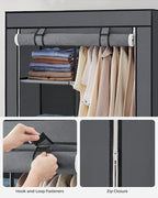 SONGMICS Portable Closet, Fabric Wardrobe, Clothes Rack with Shelves, Pockets, Large Capacity, 1 Hanging Rod, 34.6 x 17.7 x 6