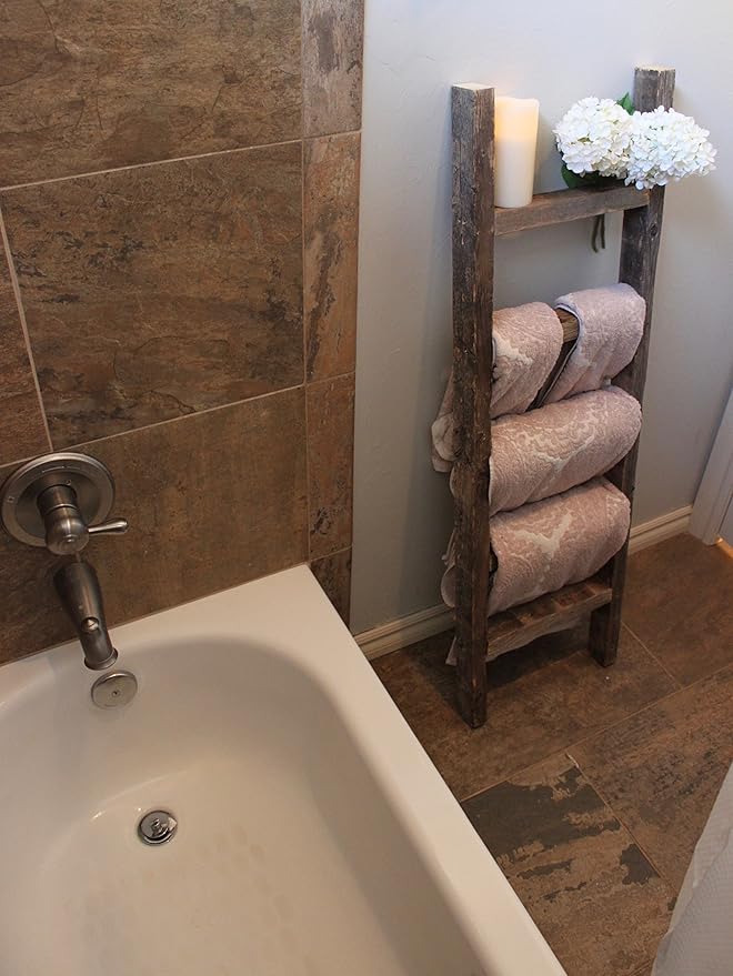 BARNWOODUSA Rustic Decorative Ladder - 100% Upcycled Wood (48" x 12" x 1.5", Weathered Gray)