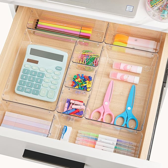Vtopmart 44PCS and 72PCS Clear Plastic Drawer Organizers Set