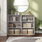 Homes: Inside + Out Apexa 3-Tier Cube Storage Organizer Shelves, Stackable Wood Bookcase Fits Cubby Bins for Organization, Do