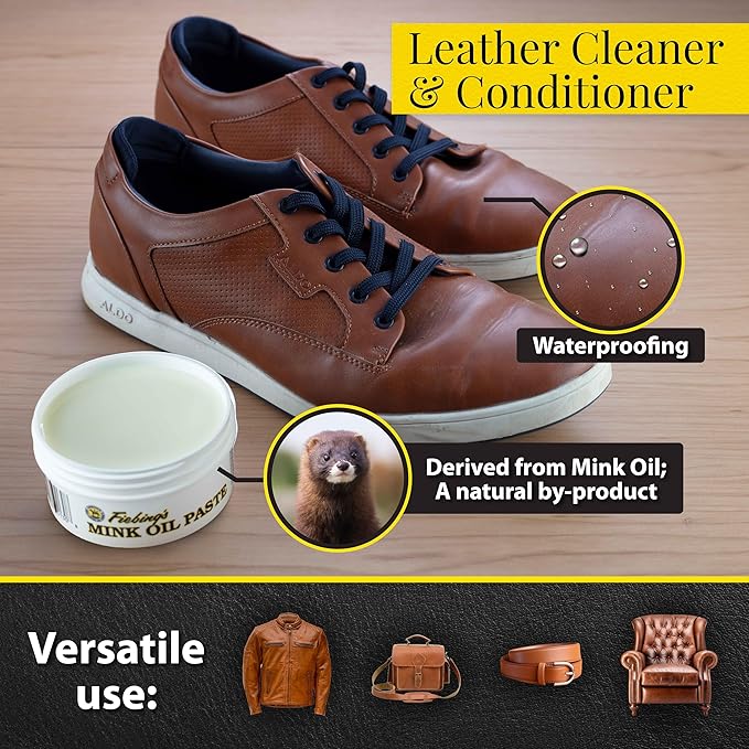 Fiebing's Mink Oil for Leather Boots (6 oz) - Leather Cleaner & Conditioner - Waterproof, Preserve, Soften All Smooth Leather