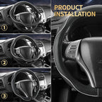 Leather Car Steering Wheel Cover,Anti-Slip, Safety,Soft,Breathable,Heavy Duty,Thick,Full Surround, Sports Style,Universal Car