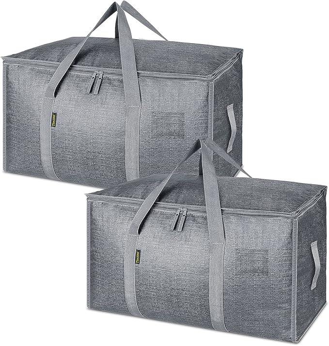 BALEINE 2-Pack Oversized Moving Bags with Reinforced Handles, Heavy-Duty Storage Tote for Clothes, Moving Supplies (Winter Gr