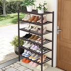 Smiry Shoe Rack, 6 Tier Thick Bamboo Shoe Organizer, Stackable Free Standing Wooden Shoe Storage Shelf for Closet, Entryway, 