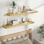 Fun Memories Rustic Wood Floating Shelves for Wall, Space-Saving Wall Mounted Shelves for Bathroom, Bedroom, Living Room and 