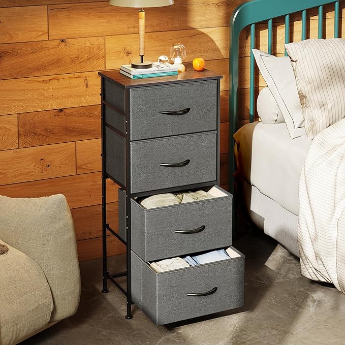 WLIVE Dresser with 4 Drawers, Storage Tower, Organizer Unit, Fabric Dresser for Bedroom, Hallway, Entryway, Closets, Sturdy S