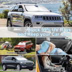 3PCS Car Window Shades Front Windshield Sun Shade Foldable Window Shade Custom Fit for 2011-2019 Jeep Grand Cherokee Accessories Car Shades for Front Windows Anti-UV Rays Block Heat