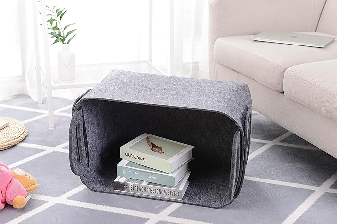 Minoisome Storage Basket Felt Storage Bin Collapsible& Convenient Box Organizer with Carry Handles for Office Bedroom Closet 