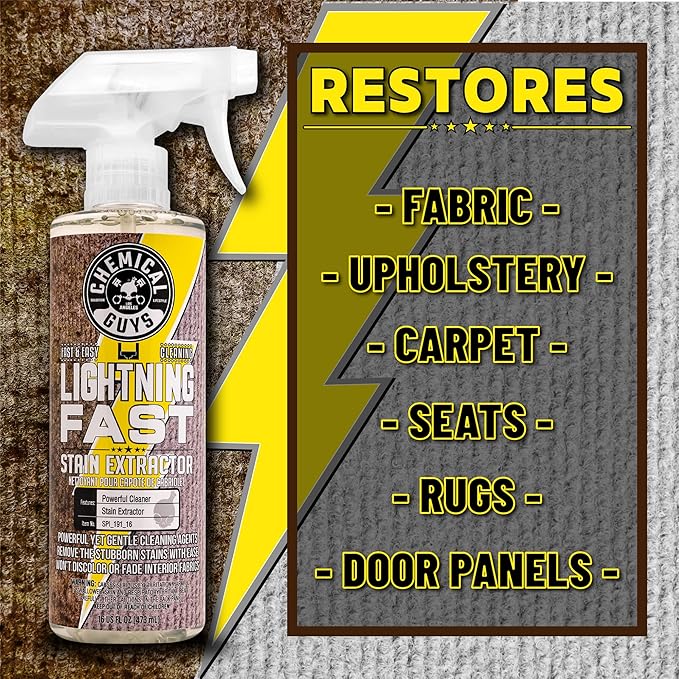 Chemical Guys Lightning Fast Carpet and Upholstery Stain Extractor, (Fabric, Upholstery, & Carpet), Safe for Cars, Home, Offi